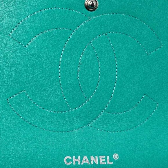 Chanel Green Quilted Lambskin Leather Classic Jumbo Double Flap Bag - Picture 9 of 12